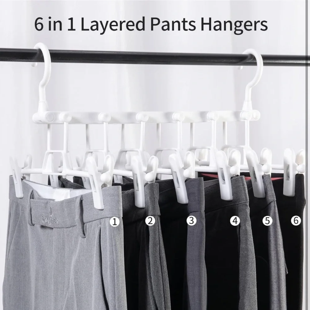 Plastic Pant Cloth Hangers with Clips (space saver)
